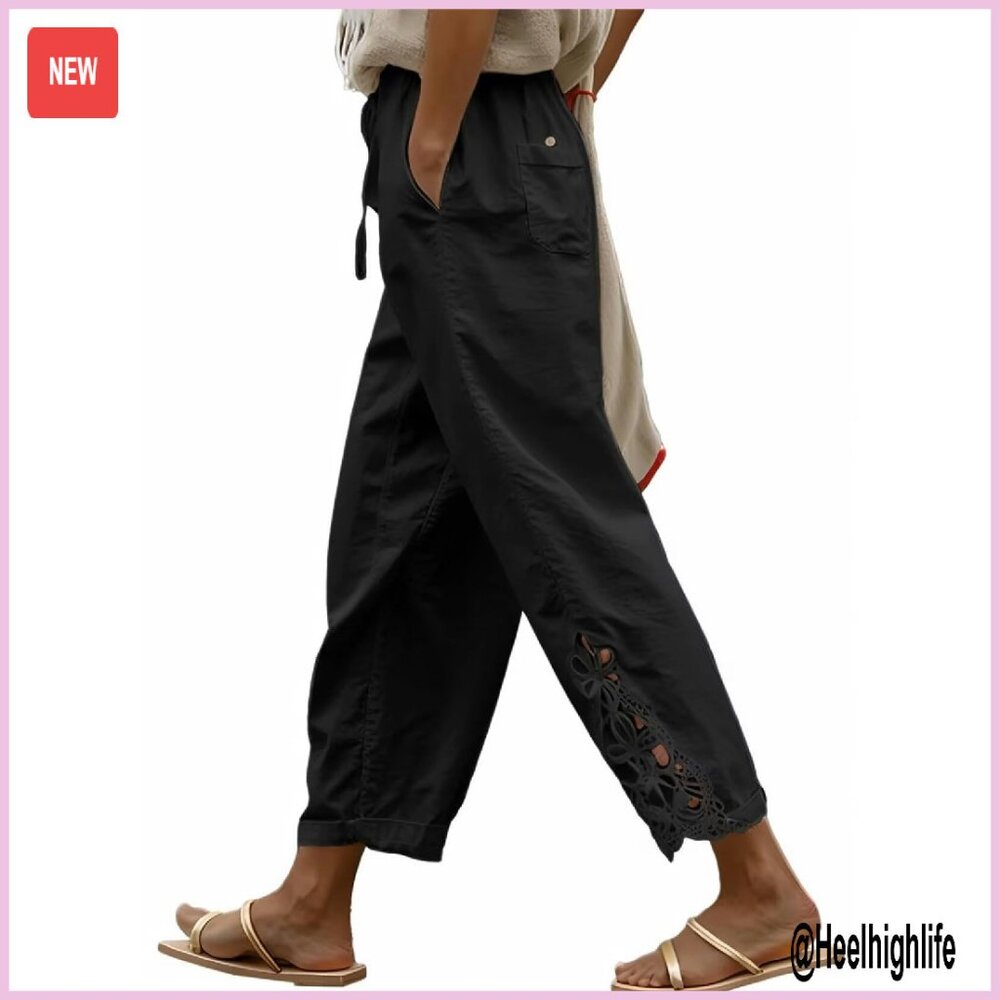 Lightweight Drawstring Waist Pants With Pockets Casual Wear
